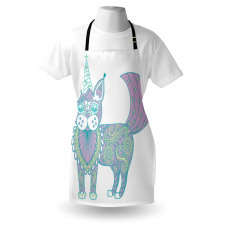 Pastel Mutfak Önlüğü Süslü Kedi Unicorn