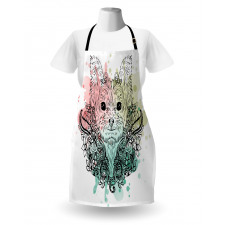 Dog Sketch Flowers Apron