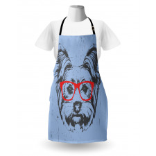 Hipster Mutfak Önlüğü Kırmızı Gözlüklü Köpek