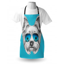 Hipster Mutfak Önlüğü Mavi Gözlüklü Köpek