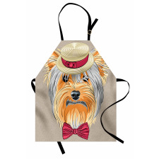 Komik Mutfak Önlüğü Papyonlu Şapkalı Köpek