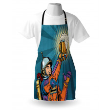 Astronaut Holds Beer Apron