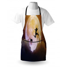 Boy and Cat on Rope Apron