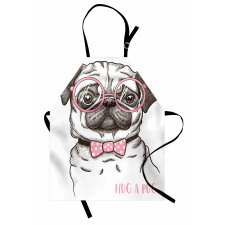 Pug with Bow Glasses Apron