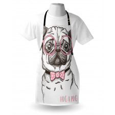 Pug with Bow Glasses Apron