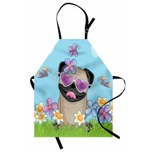 Puppy on the Field Flowers Apron