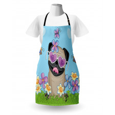 Puppy on the Field Flowers Apron