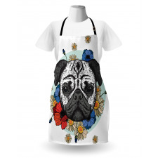 Black and White Head of Dog Apron