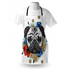 Black and White Head of Dog Apron