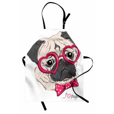 Hayvan Mutfak Önlüğü Pembe Gözlüklü Papyonlu Hipster Pug Köpek