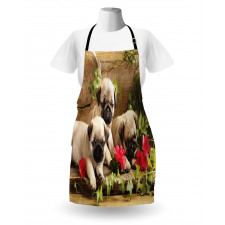 Sibling Puppies Flowers Apron