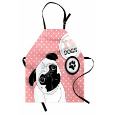 I Love Dogs Paw Print Logo Apron