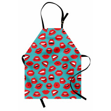 Öpücük Mutfak Önlüğü Çeşitli Kırmızı Çekici Kadın Dudak Baskısı 