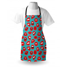 Öpücük Mutfak Önlüğü Çeşitli Kırmızı Çekici Kadın Dudak Baskısı 
