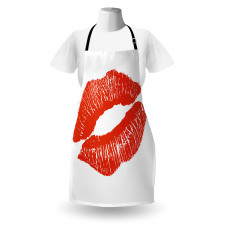 Red Lips Kiss Mark Grunge Apron