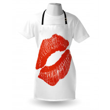 Red Lips Kiss Mark Grunge Apron