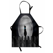 Cat Looking at the Moon Apron