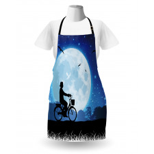 Person Rides Bicycle Night Apron