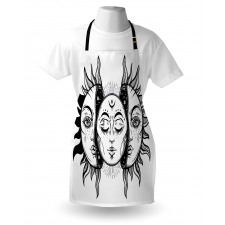 Monochrome Sun and Moon Apron