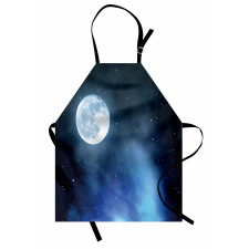 Starry Night Sky Full Moon Apron