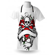 Sketch Skull Big Red Heart Apron