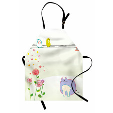 Bird Cat Flowers Apron