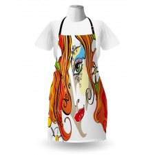 Woman Red Hair Floral Apron