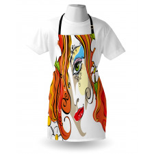Woman Red Hair Floral Apron