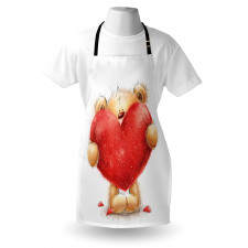 Romantic Mascot Red Heart Apron