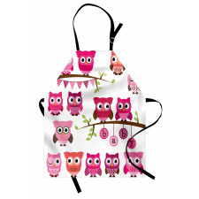 Owls Branches Cartoon Apron