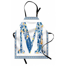 Blue Floral Exotic M Apron