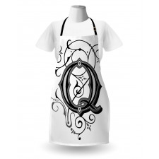 Gothic Q Flowers Art Apron