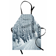 Ski Theme Snowy Road Apron