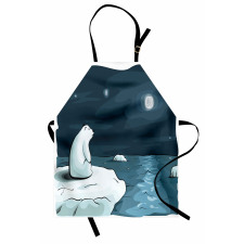 Polar Bear Moon Cartoon Apron