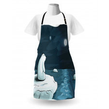 Polar Bear Moon Cartoon Apron