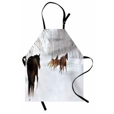 Horses in Snowy Forest Apron