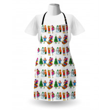 Kids in Seasonal Clothes Apron