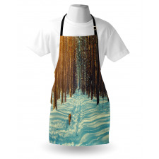 Skier Running Dog Forest Apron