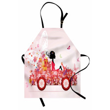 Girl on a Car Floral Box Apron