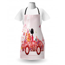 Girl on a Car Floral Box Apron