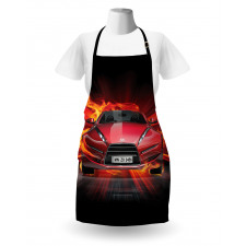 Fire Car Speeding Flames Apron