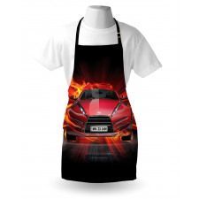 Fire Car Speeding Flames Apron