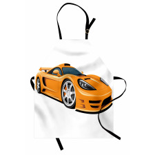 Orange Fast Sports Car Apron