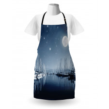 Calm Marina at Night Moon Apron