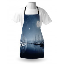 Calm Marina at Night Moon Apron