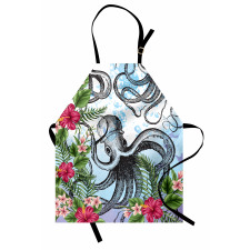Tropic Hibiscus and Octopus Apron