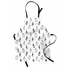 Skiing Penguins in Scarves Apron