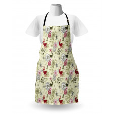 Deer Flowers Christmas Apron