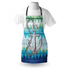 Denizci Mutfak Önlüğü Zincirli Çapa Desenli