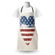Retro Mutfak Önlüğü Kalpli Amerikan Bayrağı